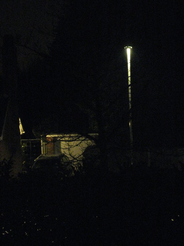 Streetlight with added shade
Following a phone call to the Borough lighting engineers, a shade was fitted to the light, and the horizontal scatter was improved significantly.
