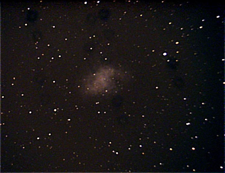 M1
M1 as seen from Orpington. A power failure meant only 6 frames were captured.
Link-words: Messier Nebula