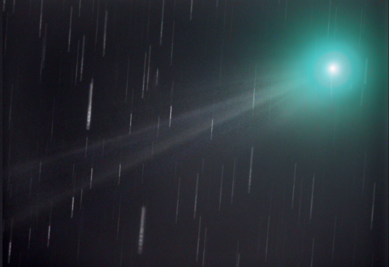 Comet Lovejoy
Combination of Atik314L Luminance approx 55mins of combination of 2min and 5min subs.  Then combined with DSLR data from previous session.  
Link-words: CarolePope