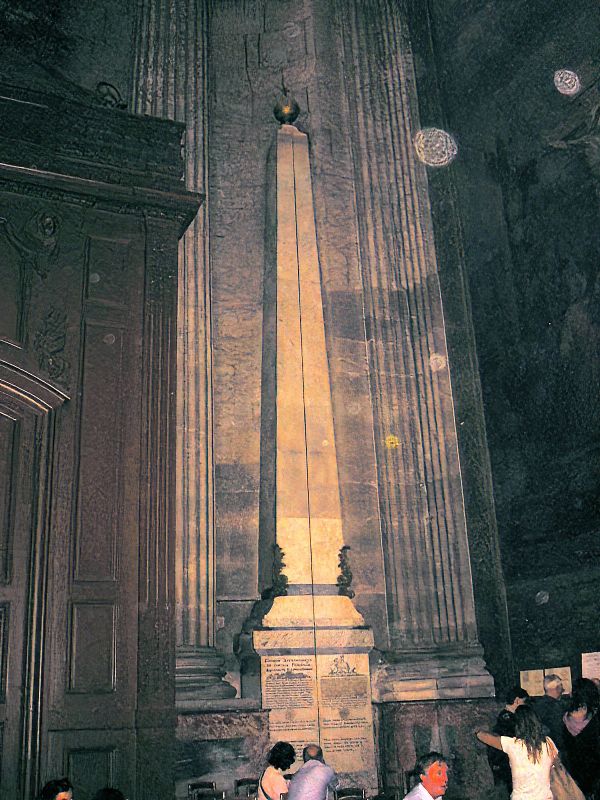 Paris Observatory Trip 
Paris Observatory Trip 
Gnomen.  In the Church of St Sulpice and mentioned in the Da Vinci Code.  Used to calculate the date of Easter each year.  
Link-words: Paris2007