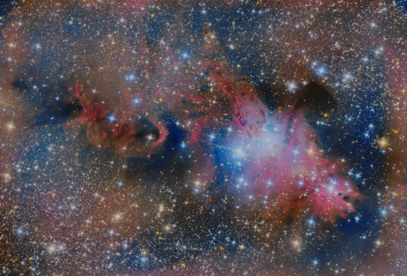 NGC 2264 and friends in Monoceros (Cone, Christmas Tree and Fox Fur) Take 2
Acquisition: N.I.N.A. 67x240s= 4.45hours Gain 120 Offset 4 Temp -5C

PixInsight: WBPP drizzle 1x drop size 0.9, autocrop, SCC, ABE, EZDecon, EZDenoise, Arcsinh for colour, GSH, EZStarReduction 

Affinity 2: Gaussian Blur 0.2 radius, Vibrance (53,9), Curves

