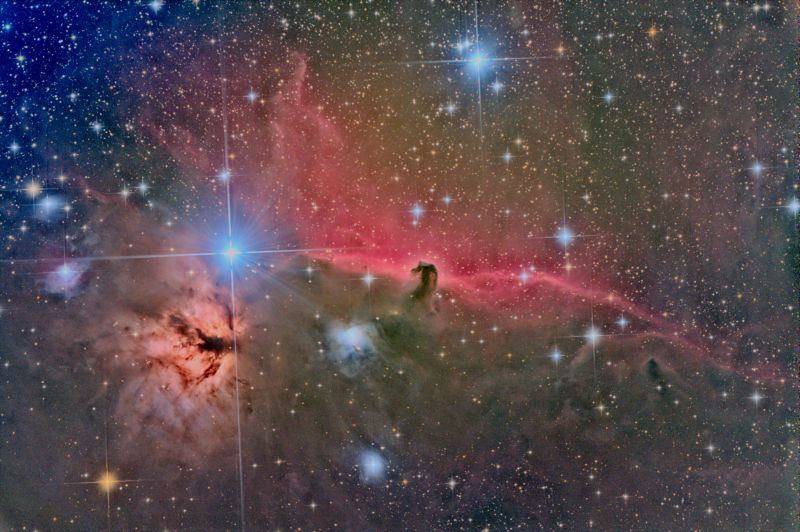 Horsehead and Flame Nebulae in Orion 17 Nov and 12 Dec 2017 Version 2
Link-words: Duncan