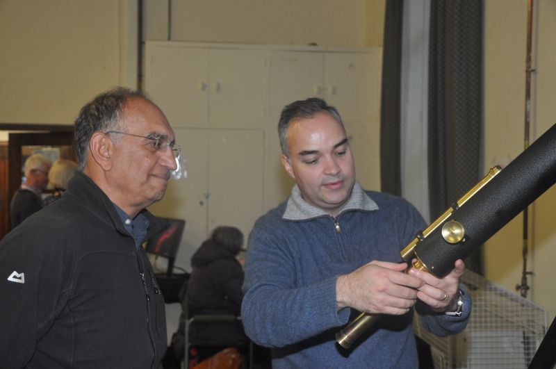 OAS 40th Anniversary Event 16-10-2021, Roberto discussing the restored Dolland telescope with Jim, taken by Fay
Link-words: Celebration2021