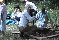 At work on a test pit